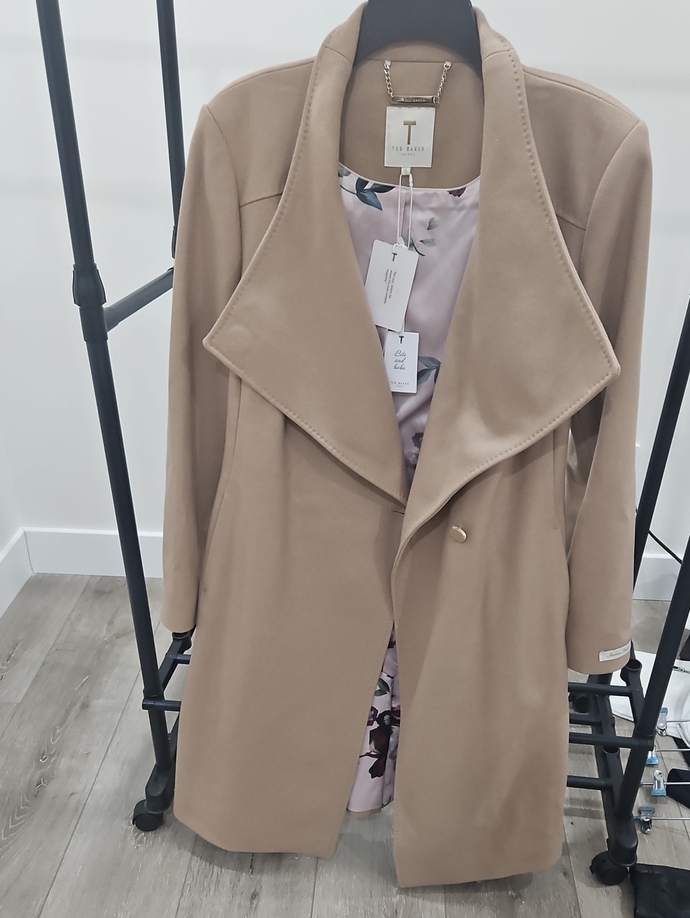 Ted Baker Taupe Draped Trench Coat